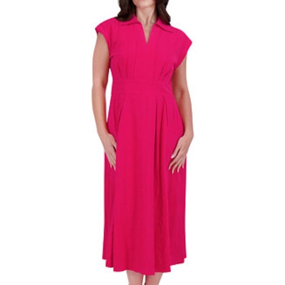 Kensie Textured-Stripe Collared Midi Dress Size 2